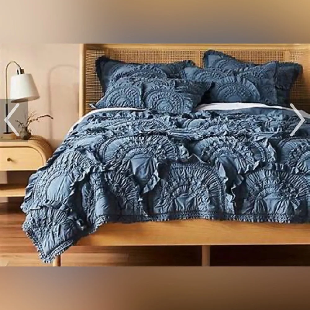 Anthropologie Rivulets bedding Standard pillow sham Blue gray 20” X 26” EUC